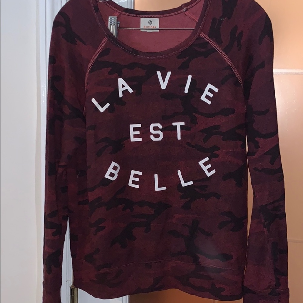 Sundry Red Camo Crewneck